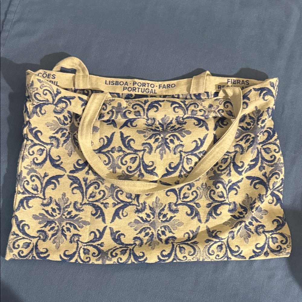 Elegant Blue and Cream Tote Bag